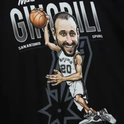 Men Mitchell & Ness T-Shirts & Tops-Caricature Tee San Antonio Spurs Manu Ginobili