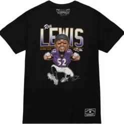 Men Mitchell & Ness T-Shirts & Tops-Caricatures Tee Baltimore Ravens Ray Lewis