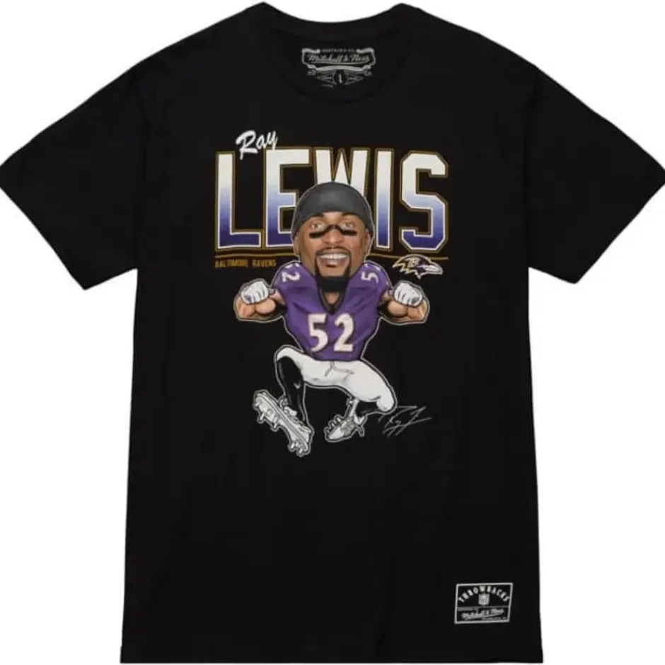 Men Mitchell & Ness T-Shirts & Tops-Caricatures Tee Baltimore Ravens Ray Lewis