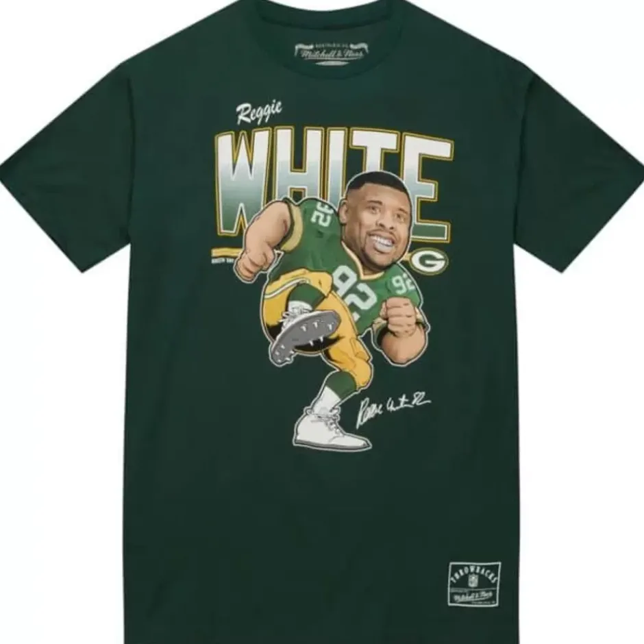 Men Mitchell & Ness T-Shirts & Tops-Caricatures Tee Green Bay Packers Reggie White