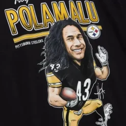 Men Mitchell & Ness T-Shirts & Tops-Caricatures Tee Pittsburgh Steelers Troy Polamalu