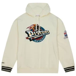 Men Mitchell & Ness Hoodies & Sweatshirts-Chainstitch Heavyweight Hoodie Retro Detroit Pistons