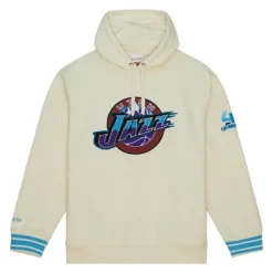 Men Mitchell & Ness Hoodies & Sweatshirts-Chainstitch Heavyweight Hoodie Retro Utah Jazz