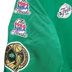 Men Mitchell & Ness Jackets & Outerwear-Champ City Satin Jacket Boston Celtics