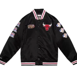 Men Mitchell & Ness Jackets & Outerwear-Champ City Satin Jacket Chicago Bulls