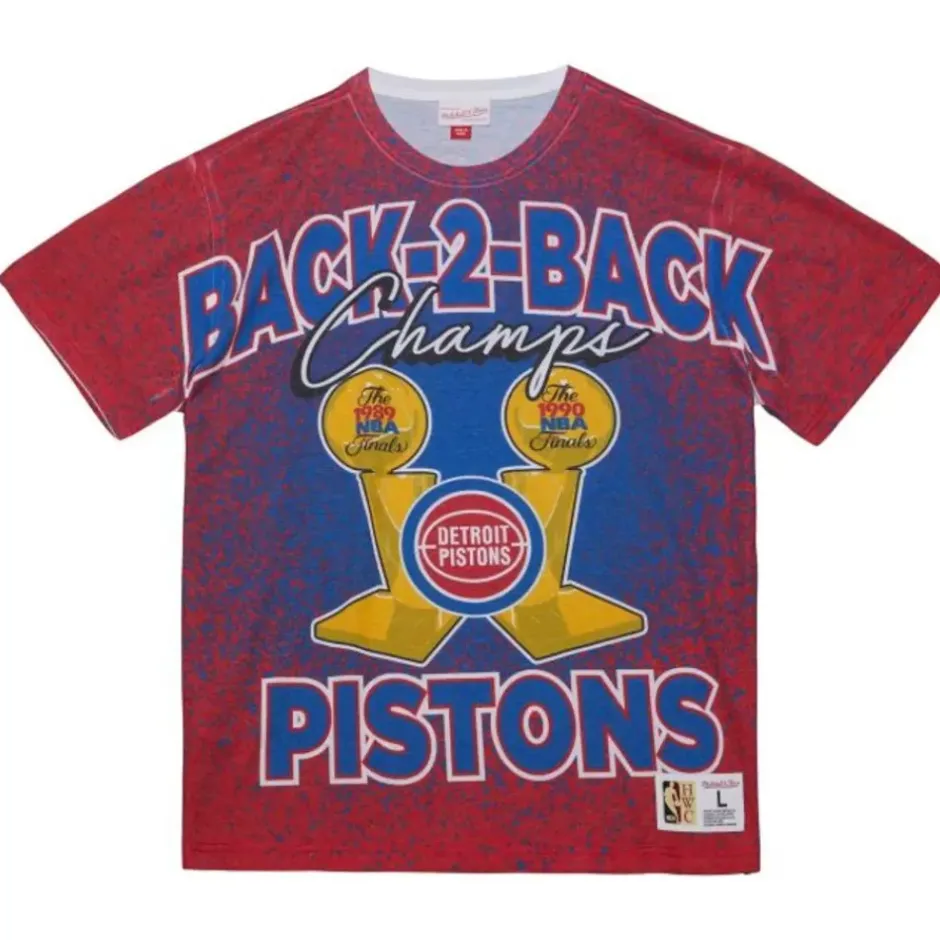Men Mitchell & Ness T-Shirts & Tops-Champ City Sublimated Ss Tee Detroit Pistons