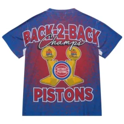 Men Mitchell & Ness T-Shirts & Tops-Champ City Sublimated Ss Tee Detroit Pistons