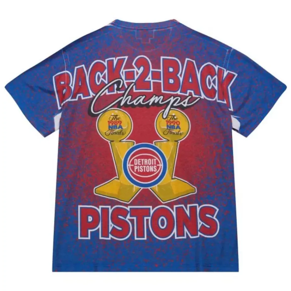 Men Mitchell & Ness T-Shirts & Tops-Champ City Sublimated Ss Tee Detroit Pistons