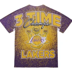 Men Mitchell & Ness T-Shirts & Tops-Champ City Sublimated Ss Tee Los Angeles Lakers