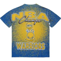 Men Mitchell & Ness T-Shirts & Tops-Champ City Sublimated Ss Tee Golden State Warriors