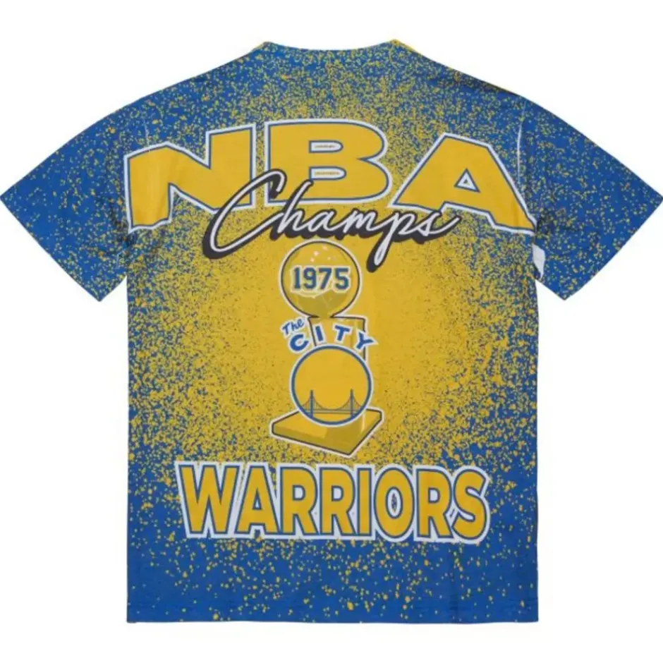 Men Mitchell & Ness T-Shirts & Tops-Champ City Sublimated Ss Tee Golden State Warriors