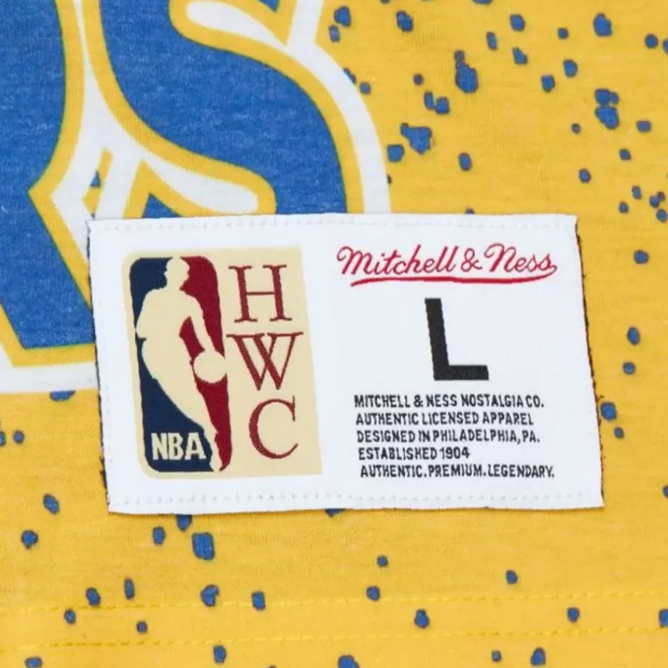 Men Mitchell & Ness T-Shirts & Tops-Champ City Sublimated Ss Tee Golden State Warriors