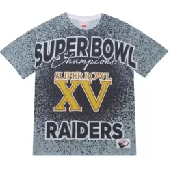 Men Mitchell & Ness T-Shirts & Tops-Champ City Sublimated Ss Tee Oakland Raiders