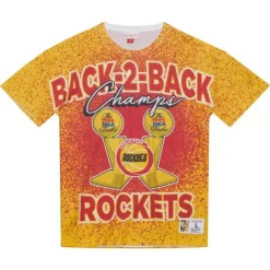 Men Mitchell & Ness T-Shirts & Tops-Champ City Sublimated Ss Tee Houston Rockets