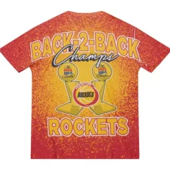 Men Mitchell & Ness T-Shirts & Tops-Champ City Sublimated Ss Tee Houston Rockets