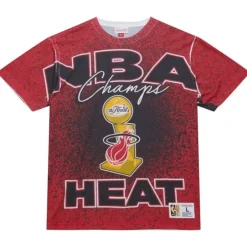 Men Mitchell & Ness T-Shirts & Tops-Champ City Sublimated Ss Tee Miami Heat
