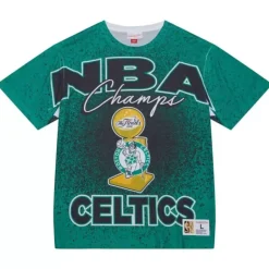 Men Mitchell & Ness T-Shirts & Tops-Champ City Sublimated Ss Tee Boston Celtics