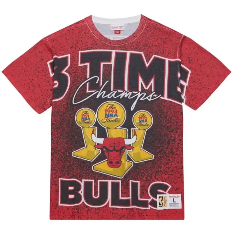 Men Mitchell & Ness T-Shirts & Tops-Champ City Sublimated Ss Tee Chicago Bulls