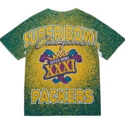 Men Mitchell & Ness T-Shirts & Tops-Champ City Sublimated Ss Tee Green Bay Packers