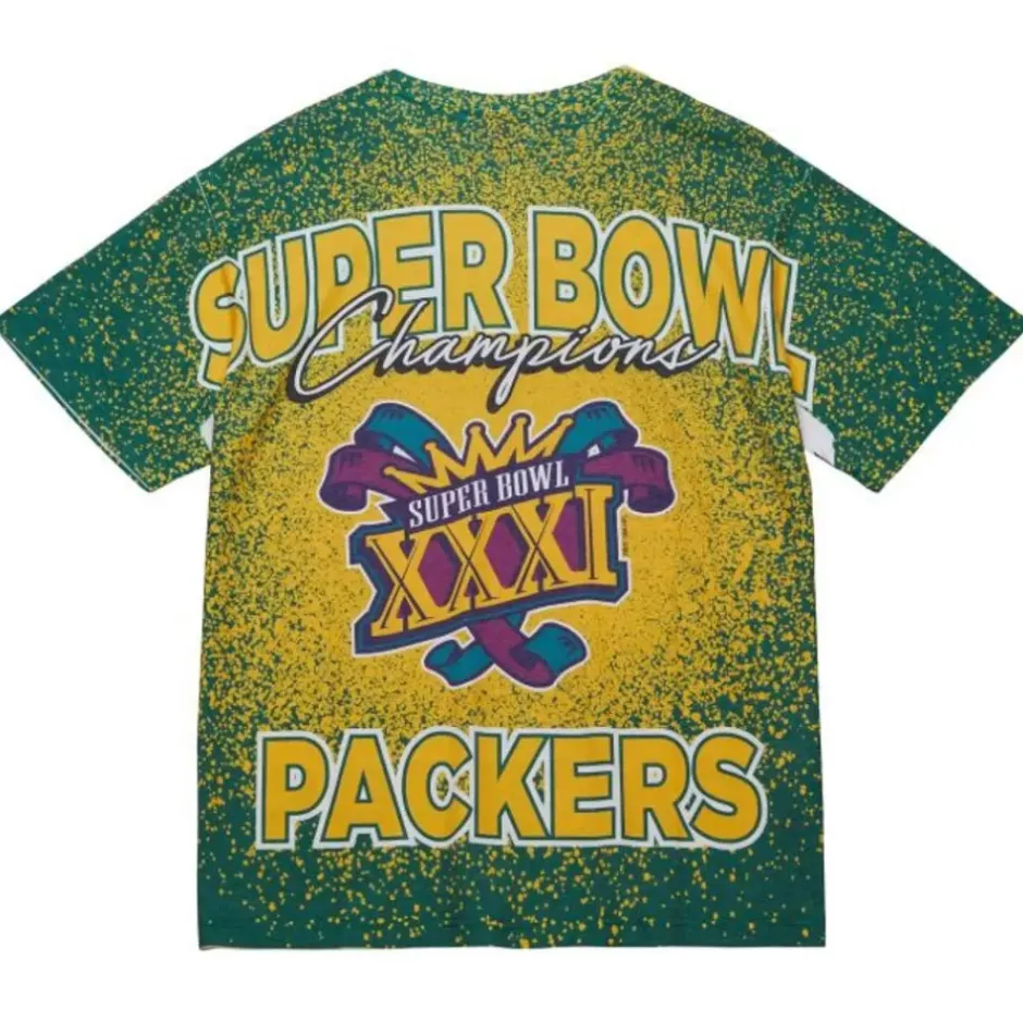 Men Mitchell & Ness T-Shirts & Tops-Champ City Sublimated Ss Tee Green Bay Packers