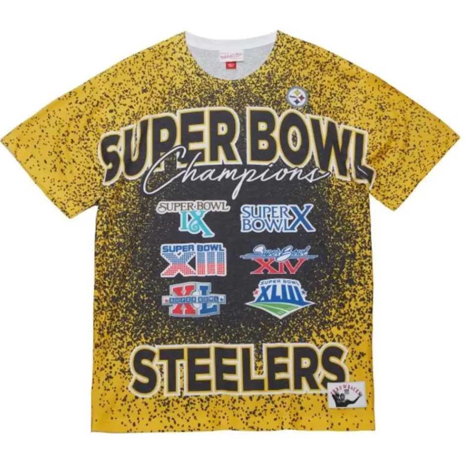 Men Mitchell & Ness T-Shirts & Tops-Champ City Sublimated Ss Tee Pittsburgh Steelers