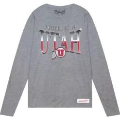 Men Mitchell & Ness T-Shirts & Tops-Chrome Ls Tee University Of Utah