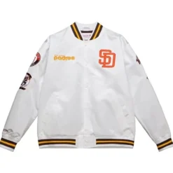 Men Mitchell & Ness Jackets & Outerwear-City Collection Lightweight Satin Jacket San Diego Padres