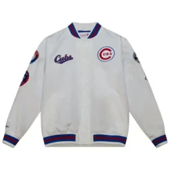 Men Mitchell & Ness Jackets & Outerwear-City Collection Lightweight Satin Jacket Chicago Cubs