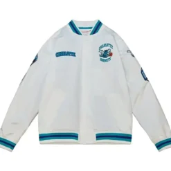 Men Mitchell & Ness Jackets & Outerwear-City Collection Lightweight Satin Jacket Charlotte Hornets