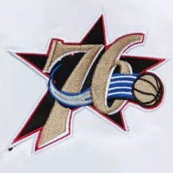 Men Mitchell & Ness Jackets & Outerwear-City Collection Lightweight Satin Jacket Philadelphia 76Ers