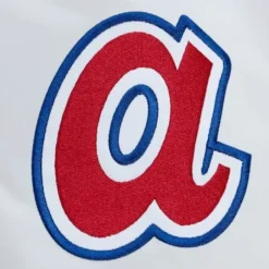 Men Mitchell & Ness Jackets & Outerwear-City Collection Lightweight Satin Jacket Atlanta Braves