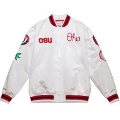 Men Mitchell & Ness Jackets & Outerwear-City Collection Lightweight Satin Jacket Ohio State