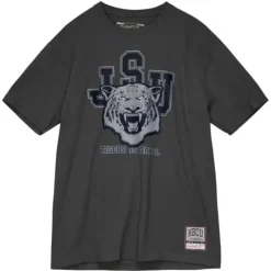 Men Mitchell & Ness T-Shirts & Tops-Classic Mascot Football Tee Jackson State University