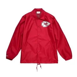 Men Mitchell & Ness Jackets & Outerwear-Coaches Windbreaker Kansas City Chiefs