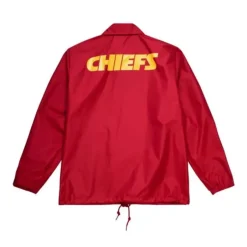 Men Mitchell & Ness Jackets & Outerwear-Coaches Windbreaker Kansas City Chiefs
