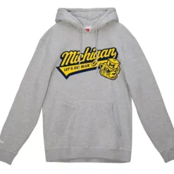 Men Mitchell & Ness Hoodies & Sweatshirts-College Tailsweep Pullover University Of Michigan
