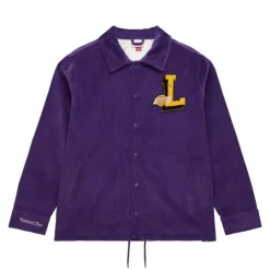Men Mitchell & Ness Jackets & Outerwear-Collegiate Coaches Jacket Los Angeles Lakers