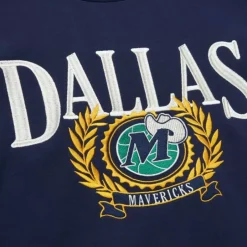 Men Mitchell & Ness Hoodies & Sweatshirts-Collegiate Crew Fleece Dallas Mavericks