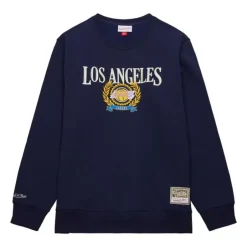 Men Mitchell & Ness Hoodies & Sweatshirts-Collegiate Crew Fleece Los Angeles Lakers