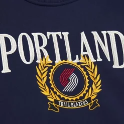 Men Mitchell & Ness Hoodies & Sweatshirts-Collegiate Crew Fleece Portland Trail Blazers