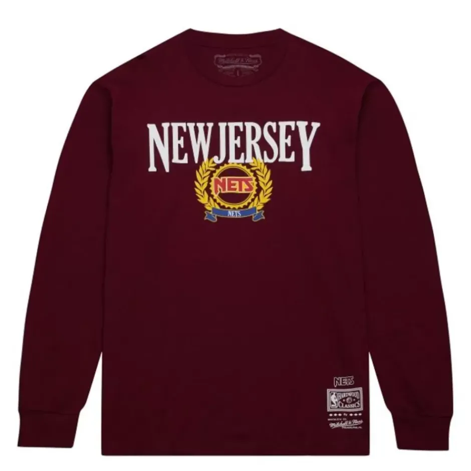 Men Mitchell & Ness T-Shirts & Tops-Collegiate Ivy League Ls New Jersey Nets