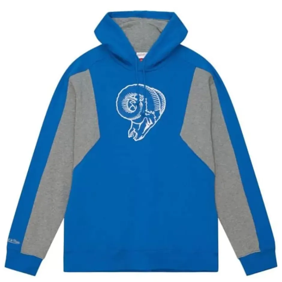 Men Mitchell & Ness Hoodies & Sweatshirts-Color Blocked Fleece 2.0 Los Angeles Rams