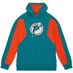 Men Mitchell & Ness Hoodies & Sweatshirts-Color Blocked Fleece 2.0 Miami Dolphins