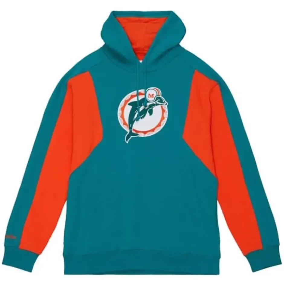 Men Mitchell & Ness Hoodies & Sweatshirts-Color Blocked Fleece 2.0 Miami Dolphins