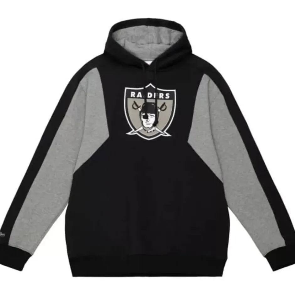 Men Mitchell & Ness Hoodies & Sweatshirts-Color Blocked Fleece 2.0 Oakland Raiders