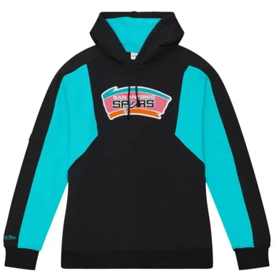 Men Mitchell & Ness Hoodies & Sweatshirts-Color Blocked Fleece 2.0 San Antonio Spurs