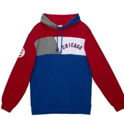 Men Mitchell & Ness Hoodies & Sweatshirts-Color Blocked Fleece Hoodie Chicago Cubs