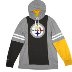 Men Mitchell & Ness Hoodies & Sweatshirts-Color Blocked Hoodie Pittsburgh Steelers