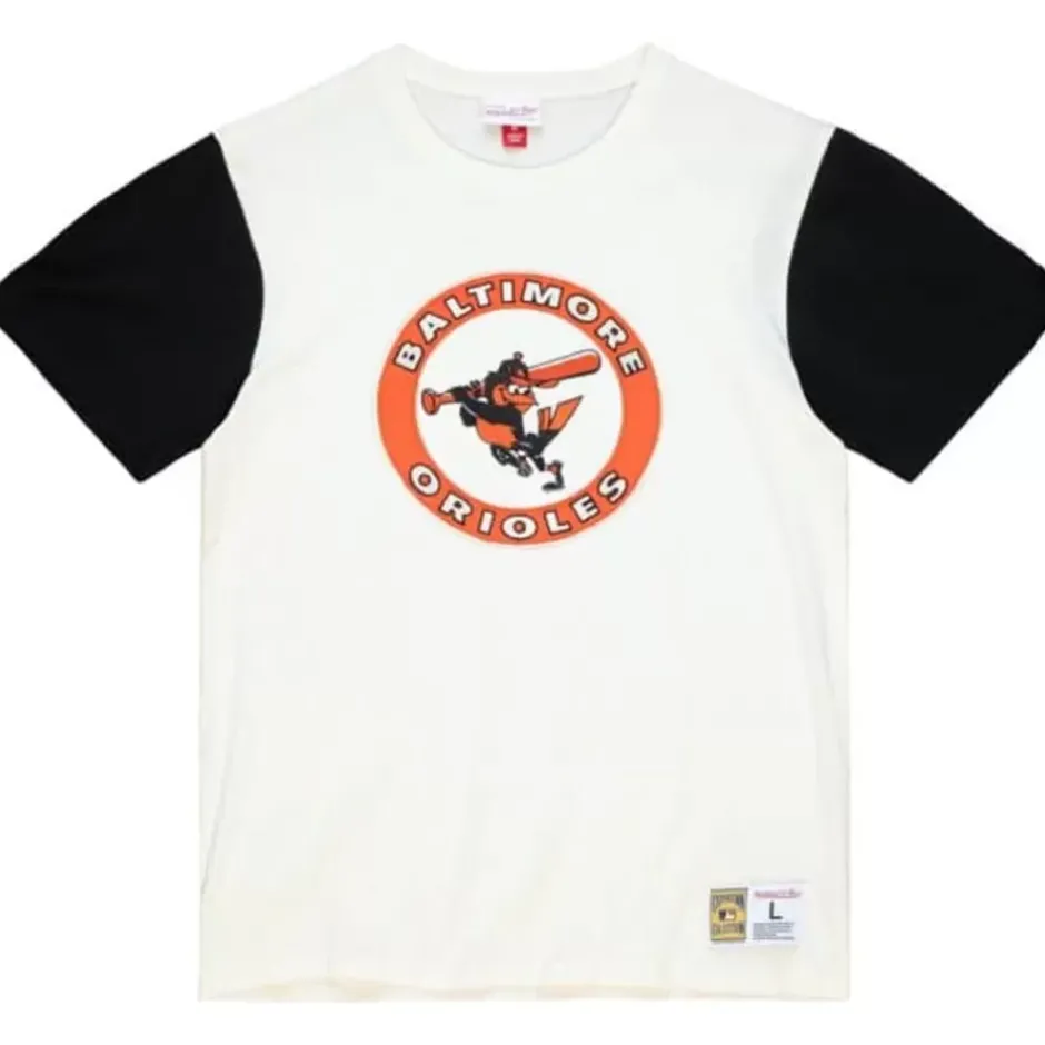 Men Mitchell & Ness T-Shirts & Tops-Color Blocked S/S Tee Baltimore Orioles