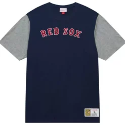 Men Mitchell & Ness T-Shirts & Tops-Color Blocked Ss Tee Boston Red Sox